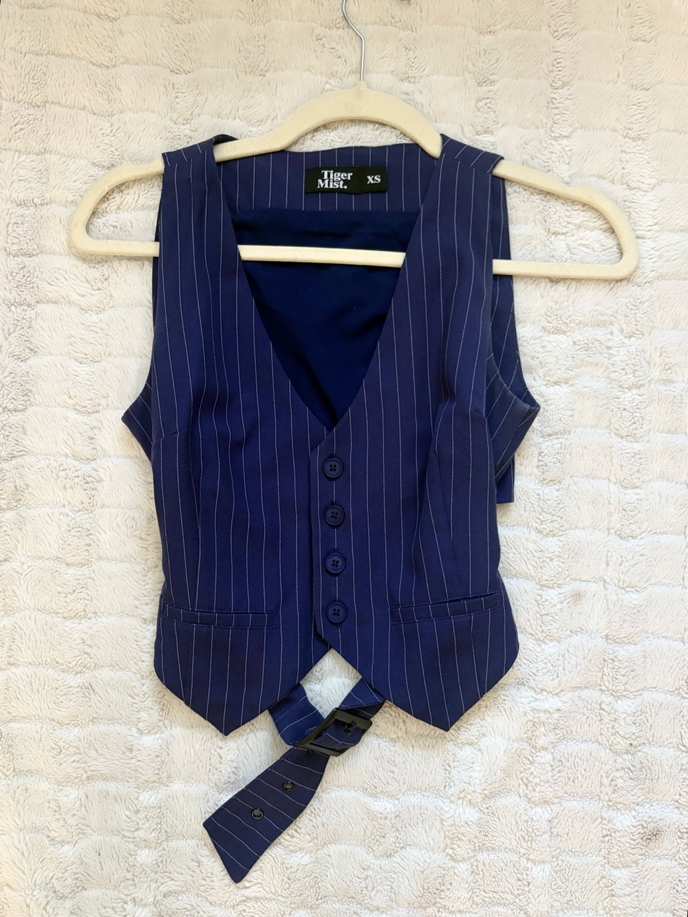 Tiger Mist Navy Pinstripe (Deep Purple) Madison Vest and Baxter Blazer - XS